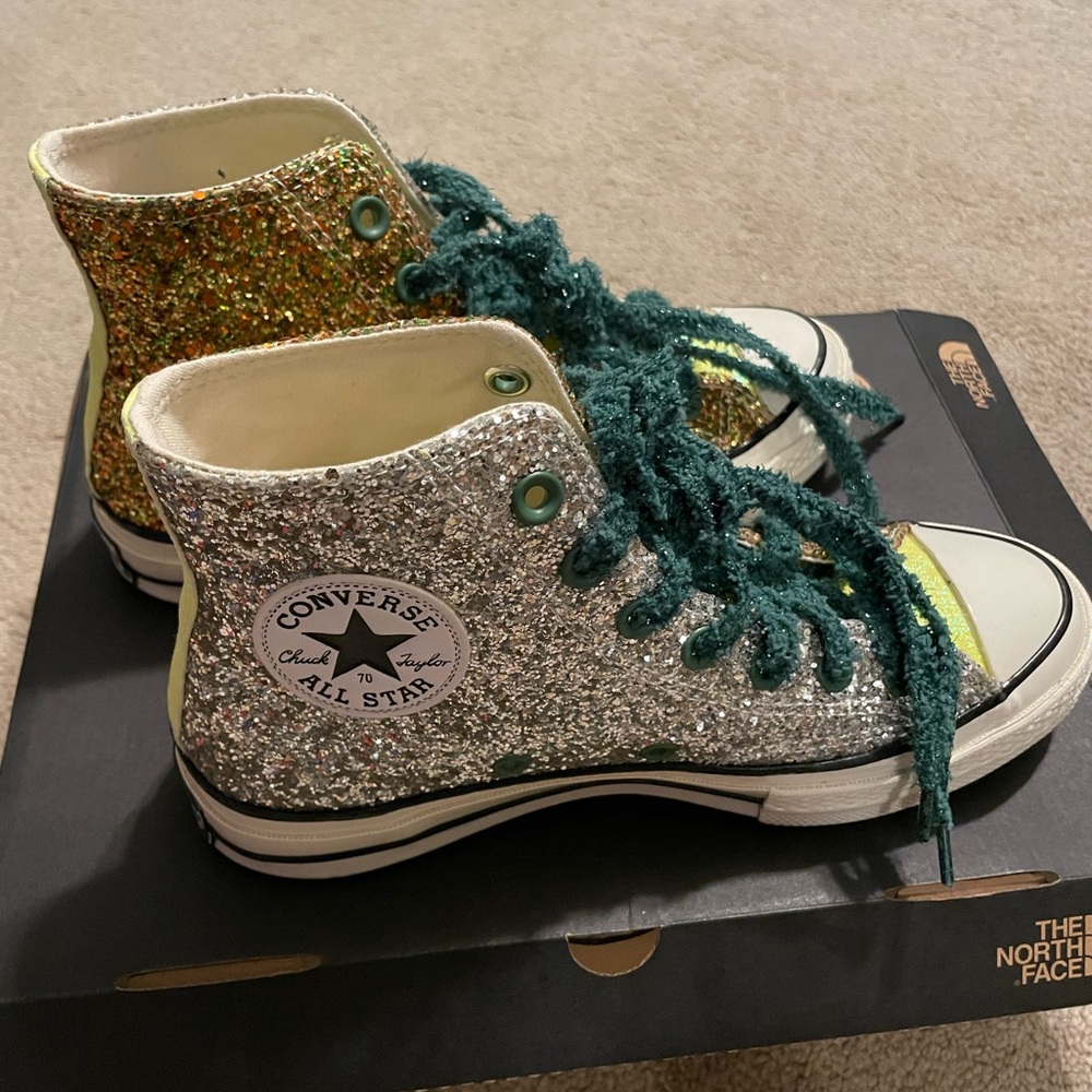 RARE NEW Converse Chuck Taylor All Star JW Anderson Glitter Gold Silver - Picture 5 of 8